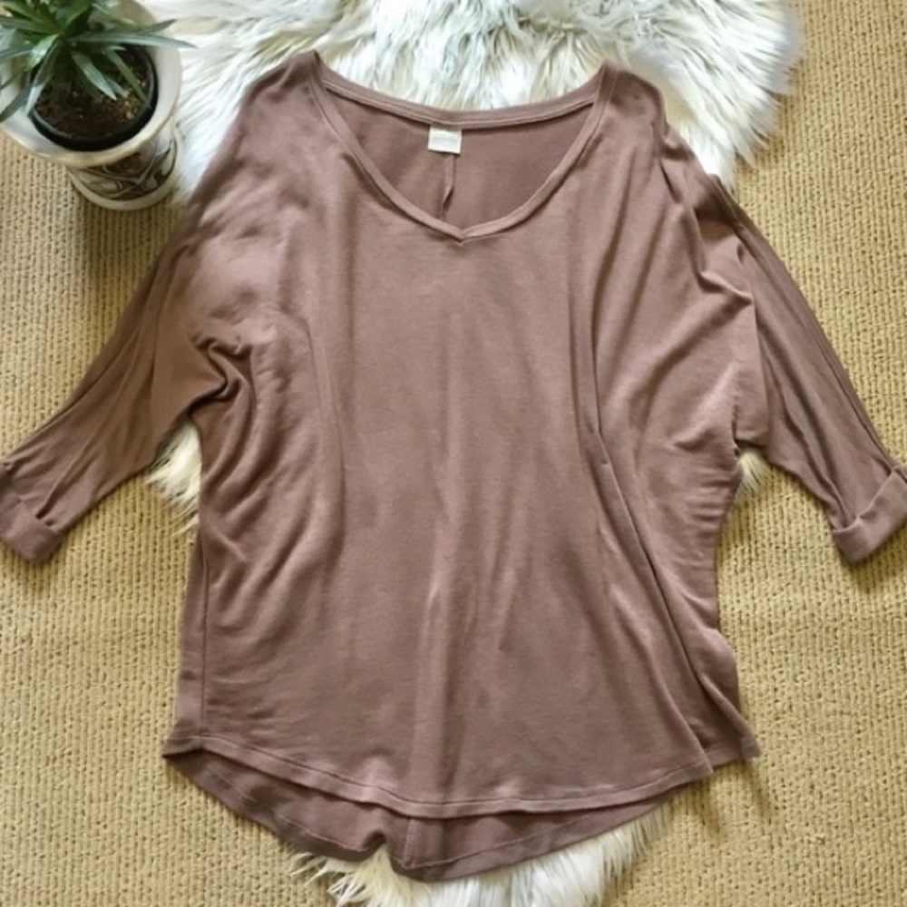 Taupe Tresics Femme V Neck Dolman Top